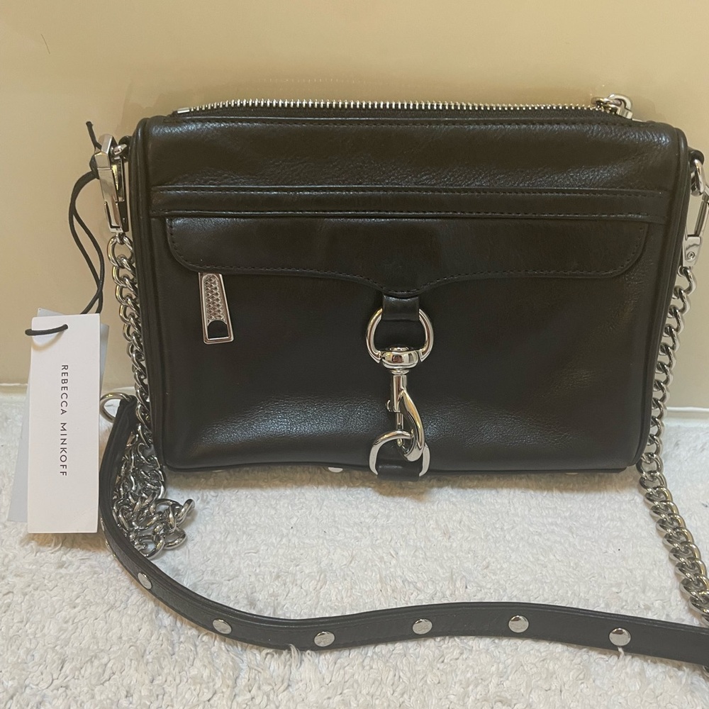Rebecca Minkoff Mini Mac Black Leather Crossbody Shoulder Bag